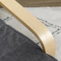 HOMCOM Wooden Armchair, Upholstered Linen Lounge Chair with Adjustable Footrest & Removable Cushion, Poang Chair for Living Room, Dark Grey - 8