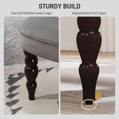 HOMCOM Velvet 2 Seater Sofa, Button Tufted Wingback Loveseat with Rubber Wood Legs for Living Room, Bedroom, Charcoal Grey - 6