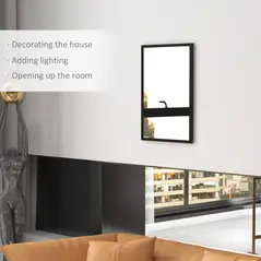 HOMCOM Wall Bathroom Mirror, 70 x 50 cm Wall-Mounted Mirror for Living Room, Bedroom, Hallway, Black - 4