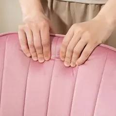 HOMCOM Velvet-Feel Tub Office Chair, with Seat Cushion - Dark Pink - 9