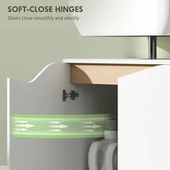 HOMCOM Under Sink Bathroom Cabinet, Bathroom Storage Cabinet with Soft-Close Doors, for Basin without Pedestal, White - 6