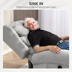 HOMCOM Velvet-Feel Electric Riser Recliner Chair - Grey - 6