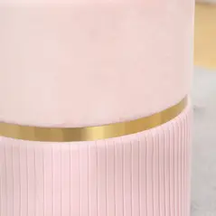 HOMCOM Velvet-Feel Storage Ottoman - Pink - 8