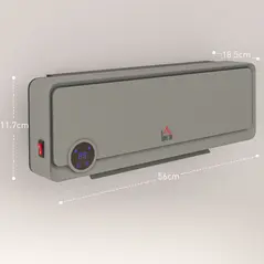 HOMCOM Wall Downflow Heater 2 Heat and Fan 1000W/2000W, Electric Space Heater with Timer Remote Oscillating, for Bedroom Home Office, Grey - 3