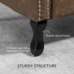 HOMCOM Wingback Accent Chair Tufted Chesterfield-style Armchair with Nail Head Trim for Living Room Bedroom Brown - 6