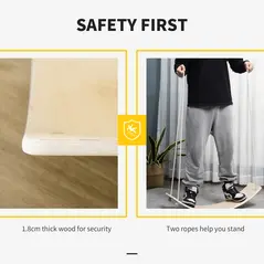 HOMCOM Wood Wobble Board with Ropes, Balance Board for Full Body Workout, Multipurpose for Adults - 4