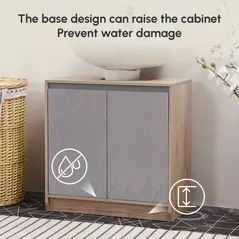 HOMCOM Under Sink Storage Cabinet Floor Standing Cupboard w/ Adjustable Shelf Bathroom Cabinet 2 Doors Versatile Style Grey - 7