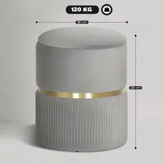 HOMCOM Velvet-Feel Storage Ottoman - Light Grey - 3