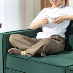 HOMCOM Velvet-Feel Three-Seater Sofa Bed - Green - 8