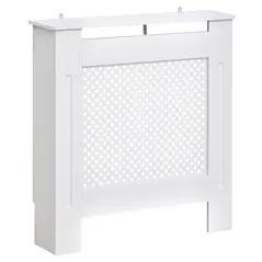 HOMCOM Wooden Radiator Cover Heating Cabinet Modern Home Furniture Grill Style  White Painted (Small) - 1