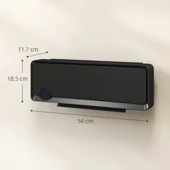 HOMCOM Wall Downflow Heater 2 Heat and Fan 1000W/2000W, Electric Space Heater with Timer Remote Oscillating, for Bedroom Home Office, Black - 3