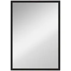 HOMCOM Wall Bathroom Mirror, 70 x 50 cm Wall-Mounted Mirror for Living Room, Bedroom, Hallway, Black - 1
