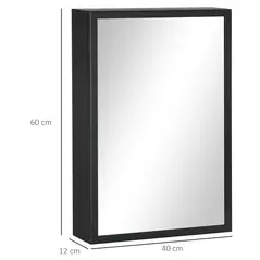 kleankin Bathroom Cabinet with Mirror, Wall Mounted Bathroom Mirror Cabinet with Storage Shelves, 40 x 12 x 60 cm, Black - 3
