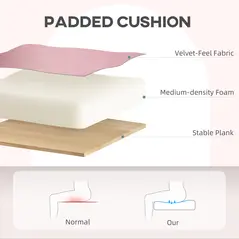 HOMCOM Velvet-Feel Tub Office Chair, with Seat Cushion - Dark Pink - 4