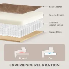 HOMCOM Wingback Accent Chair Tufted Chesterfield-style Armchair with Nail Head Trim for Living Room Bedroom Brown - 7