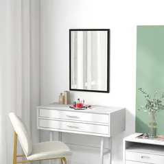 HOMCOM Wall Bathroom Mirror, 70 x 50 cm Wall-Mounted Mirror for Living Room, Bedroom, Hallway, Black - 8