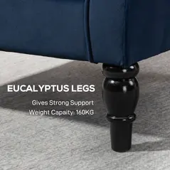 HOMCOM Wingback Accent Chair, Retro Upholstered Button Tufted Occasional Chair for Living Room and Bedroom, Dark Blue - 7