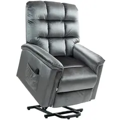 HOMCOM Velvet-Feel Electric Lift Recliner Chair - Dark Grey - 1