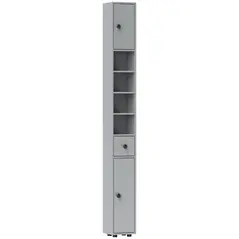 kleankin 180cm Slim Bathroom Cabinet, with Drawer, Shelves and Cupboards - Grey - 1
