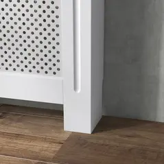 HOMCOM Wooden Radiator Cover Heating Cabinet Modern Home Furniture Grill Style  White Painted (Small) - 9