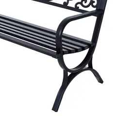 Outsunny 127L x 60W x 85H cm Powder Coated Garden Bench for Patio Backyard, Steel-Black - 7