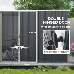 Outsunny 11 x 5.6ft Galvanised Steel Garden Shed, Metal Shed, Garden Storage Shed with Lockable Doors and Gloves for Outdoor Patio, Garden, Grey - 6