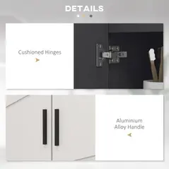 kleankin Pedestal Sink Bathroom Cabinet, Bathroom Vanity Unit with 20 x 20cm "U" Cut-Out and Adjustable Shelf, Light Grey - 6