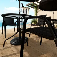 Outsunny 12kg Garden Parasol Base, Round Resin Garden Umbrella Base, Heavy Duty Parasol Stand for 38mm or 48mm Outdoor Umbrella Poles, Black - 9