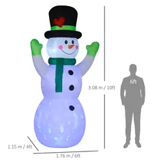 Outsunny 10ft Inflatable Snowman Christmas Decoration, with Accessories - 3