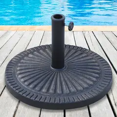 Outsunny 14kg Garden Parasol Base, Round Resin Sun Umbrella Base, Outdoor Umbrella Stand for 38mm or 48mm Outdoor Umbrella Poles, Bronze Tone - 2