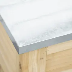 Outsunny 155L Outdoor Storage Box with Metal Top and Shutter Walls, Wooden Outside Tool organiser Container, for Garden, terrace - 8