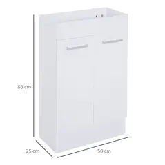 kleankin Under Sink Bathroom Vanity Unit Ceramic Basin Sink Cloakroom Storage Cabinet Home Furniture - 3