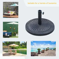 Outsunny 14kg Garden Parasol Base, Round Resin Sun Umbrella Base, Outdoor Umbrella Stand for 38mm or 48mm Outdoor Umbrella Poles, Bronze Tone - 4