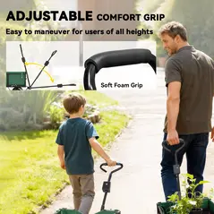 Outsunny 114L Steel Frame Garden Cart Trolley - Green - 6