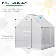 Outsunny 190 x 190cm Walk-In Polycarbonate Greenhouse - 5