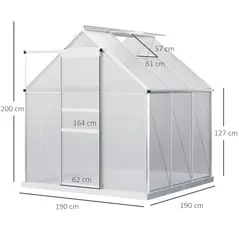 Outsunny 190 x 190cm Walk-In Polycarbonate Greenhouse - 3