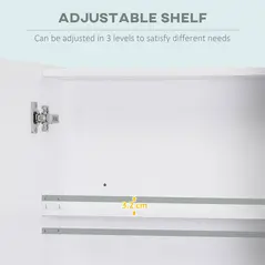 kleankin Bathroom Cabinet with Mirror, Wall Mounted Bathroom Mirror Cabinet with Adjustable Shelf, 2 Doors Storage Cupboard, White - 6