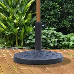 Outsunny 13kg Resin Umbrella Stand Holder, Garden Parasol Base for 38mm or 48mm Outdoor Umbrella Poles, Bronze Tone - 2