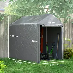 Outsunny 179 x 120cm Temporary Garden Shed, with Accessories - Light Grey - 3