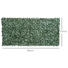 Outsunny 1-Piece Artificial Leaf Hedge Screen Privacy Fence Panel for Garden Outdoor Indoor Decor, Dark Green, 3M x 1.5M - 3