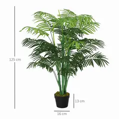 Outsunny 125cm/4FT Artificial Palm Plant Decorative Tree with Nursery Pot, Fake Plastic Indoor Home Office Décor, Green - 3