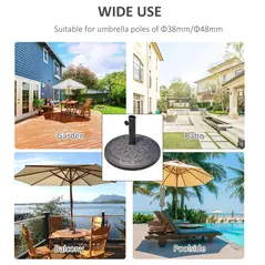 Outsunny 14kg Round Garden Parasol Base Holder Decorative Resin Market Umbrella Stand with Adjustable Coupler, Bronze - 6