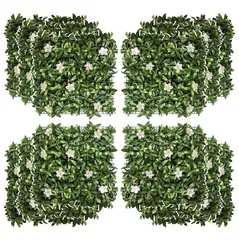 Outsunny 12PCS Artificial Boxwood Wall Panels 50cm x 50cm Rhododendron Privacy Fence Screen Faux Hedge Greenery Backdrop for Home Garden Backyard Balcony - 1