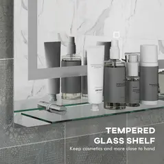 kleankin Large Vanity Mirror with Lights and Shelf, Illuminated bathroom Mirror with 3 Colour Brightness, Smart Touch, Anti-Fog - 7