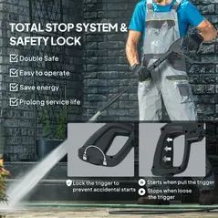 Outsunny 150-Bar Pressure Washer, with Accessories - Red/Black - 6