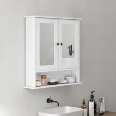 kleankin Bathroom Wall Storage Cabinet - White - 7