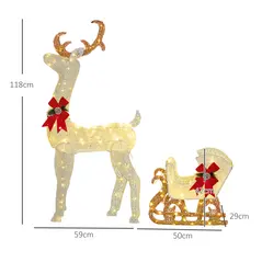 Outsunny 170 LED Light Reindeer and Sleigh Christmas Decoration - 3