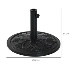 Outsunny 13kg Round Parasol Base Sun Umbrella Weight Stand Holder Patio Outdoor Garden, Black - 3