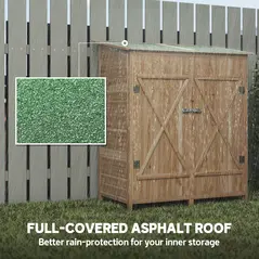 Outsunny 140 x 75 Fir Wood Garden Shed, with Asphalt Roof - Natural - 5