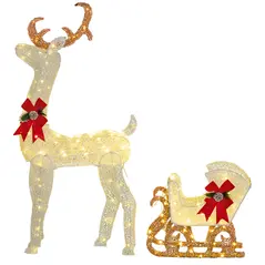 Outsunny 170 LED Light Reindeer and Sleigh Christmas Decoration - 1